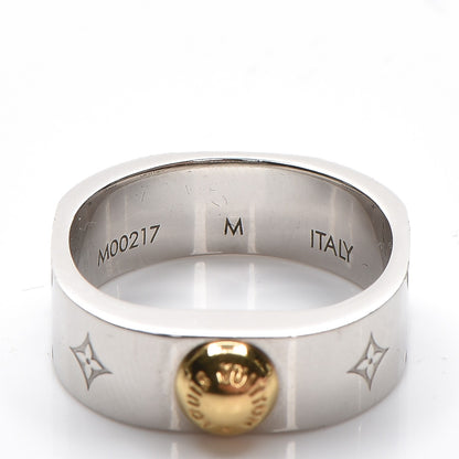 Louis Vuitton Brass Monogram Engraved Nanogram Ring M Palladium 6 of 9