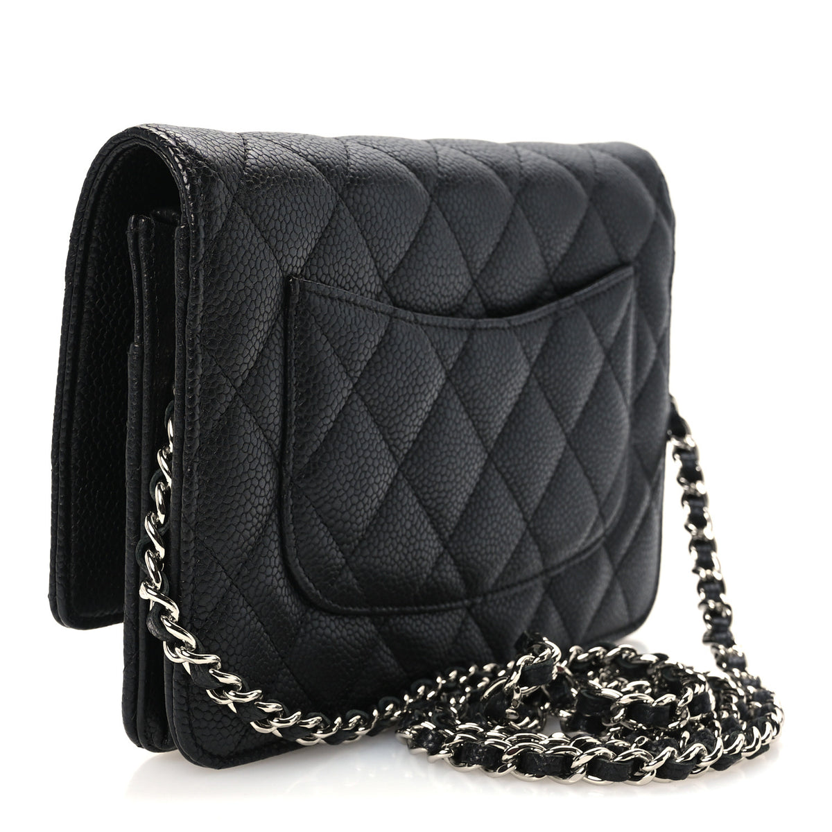 Caviar Quilted Wallet on Chain WOC Black