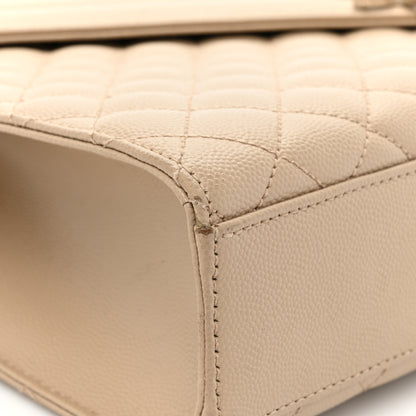 Saint Laurent Grain De Poudre Mixed Matelasse Large Triquilt Monogram Satchel Dark Beige 11 of 15