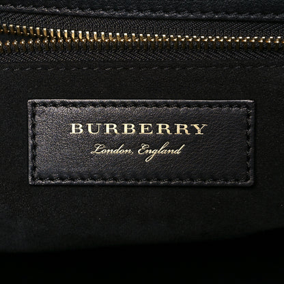 Burberry Suede Calfskin Watersnake Medium Buckle Tote Black Gold 6 of 10