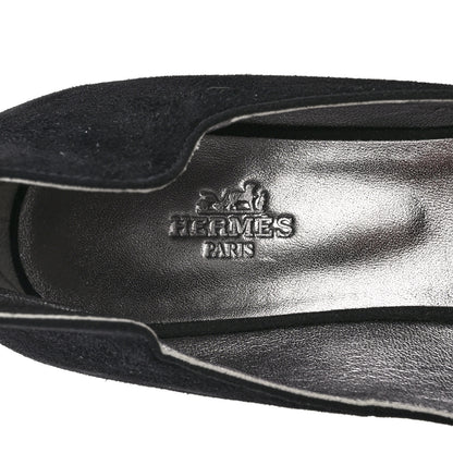 Hermes Suede Goatskin Victoire 90 Pumps 38 Black 7 of 9