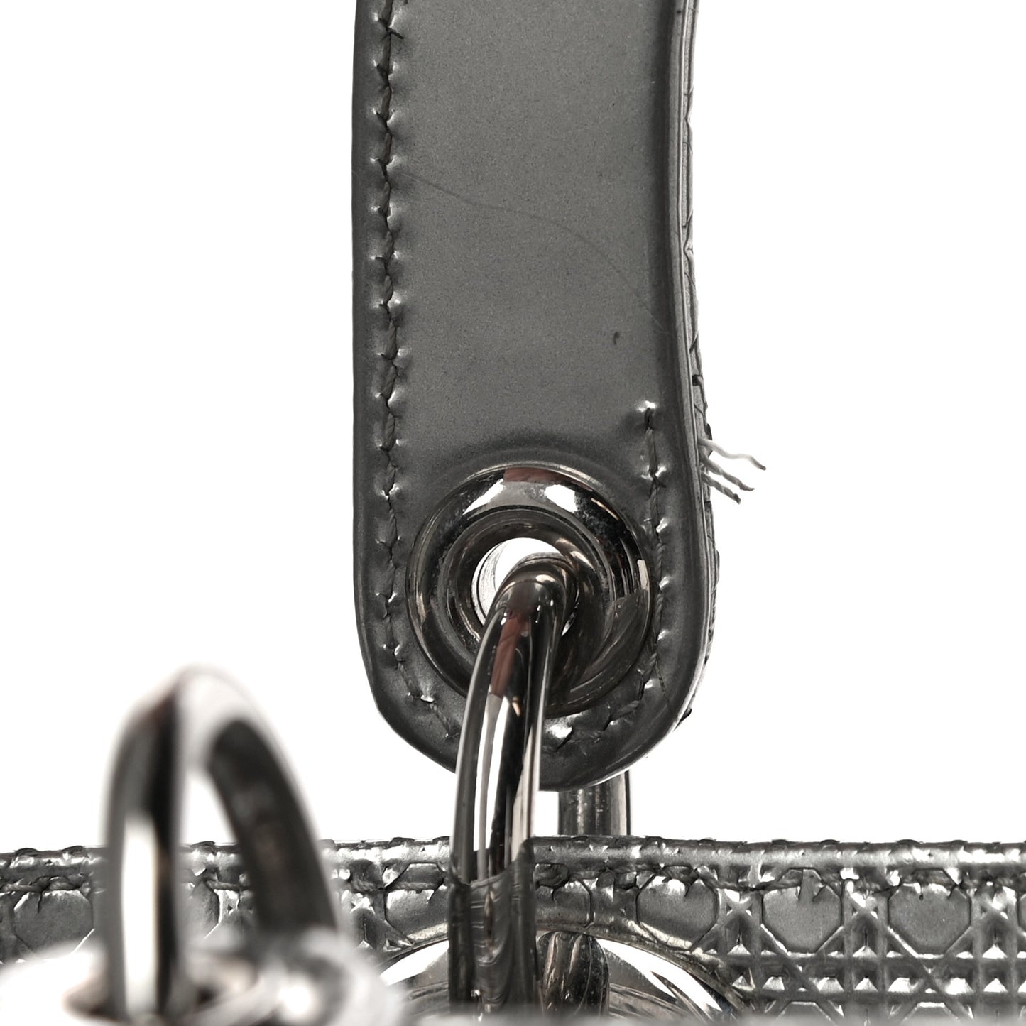 Metallic Patent Micro-Cannage Medium Lady Dior Silver