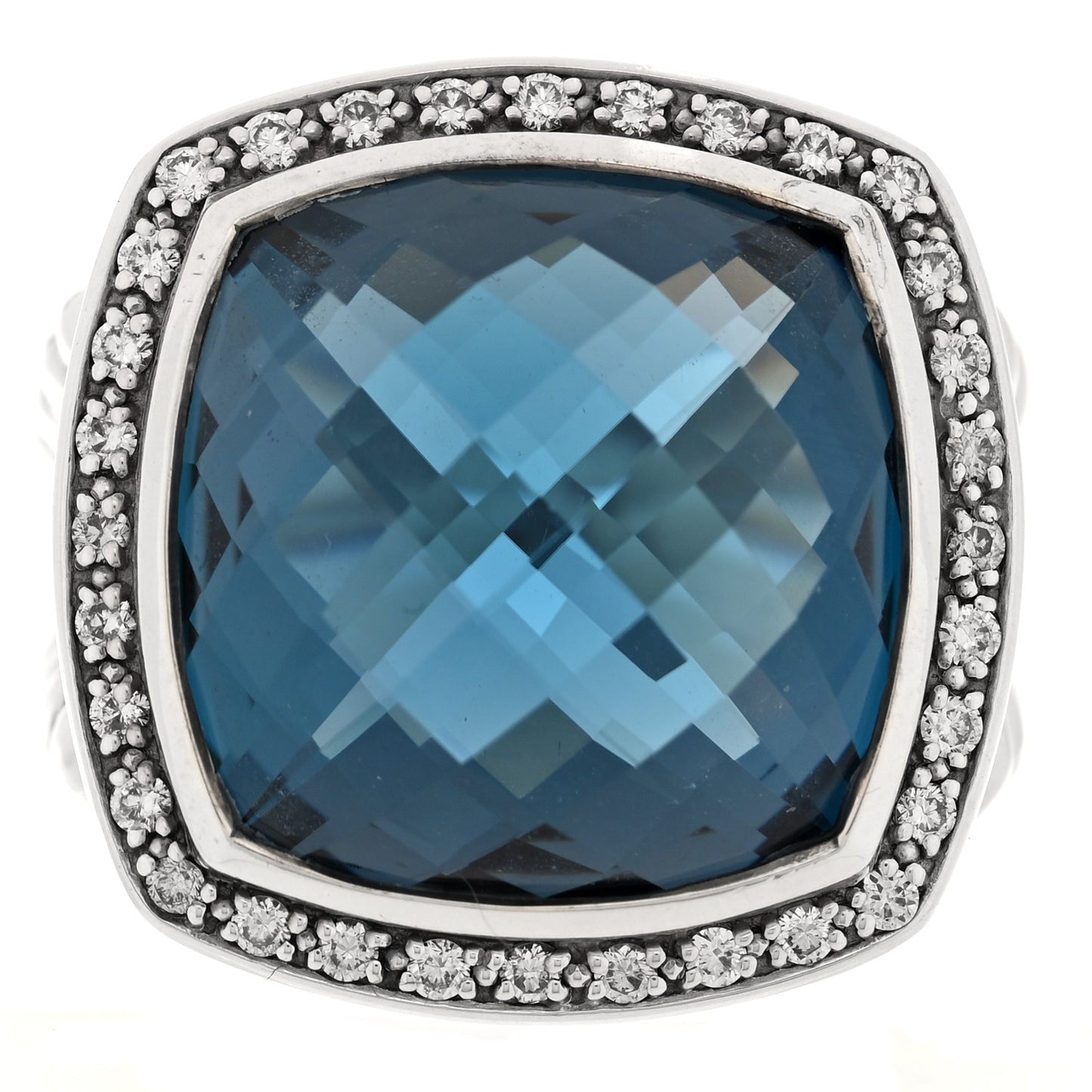 Sterling Silver Diamond Hampton Blue Topaz 17mm Albion Ring 55 7.25