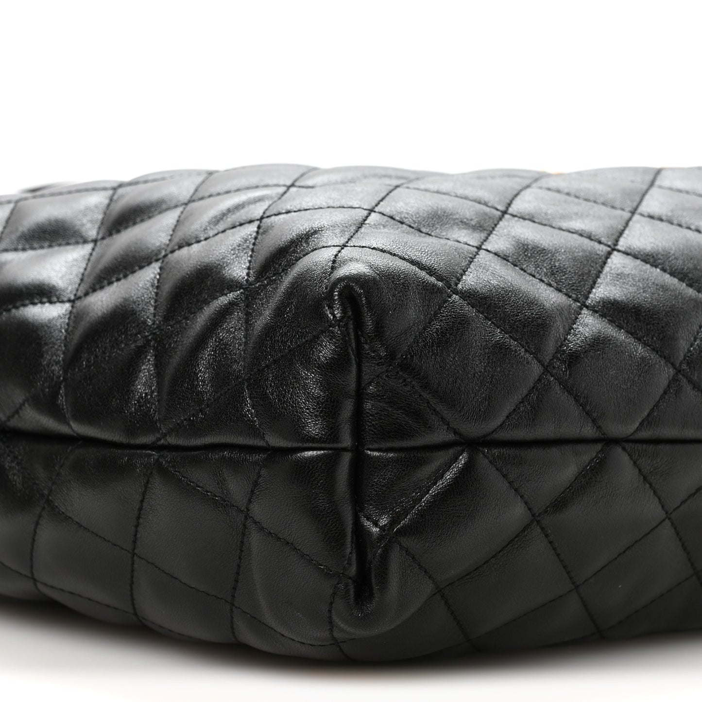 Lambskin Quilted Maxi Icare Shopping Tote Black