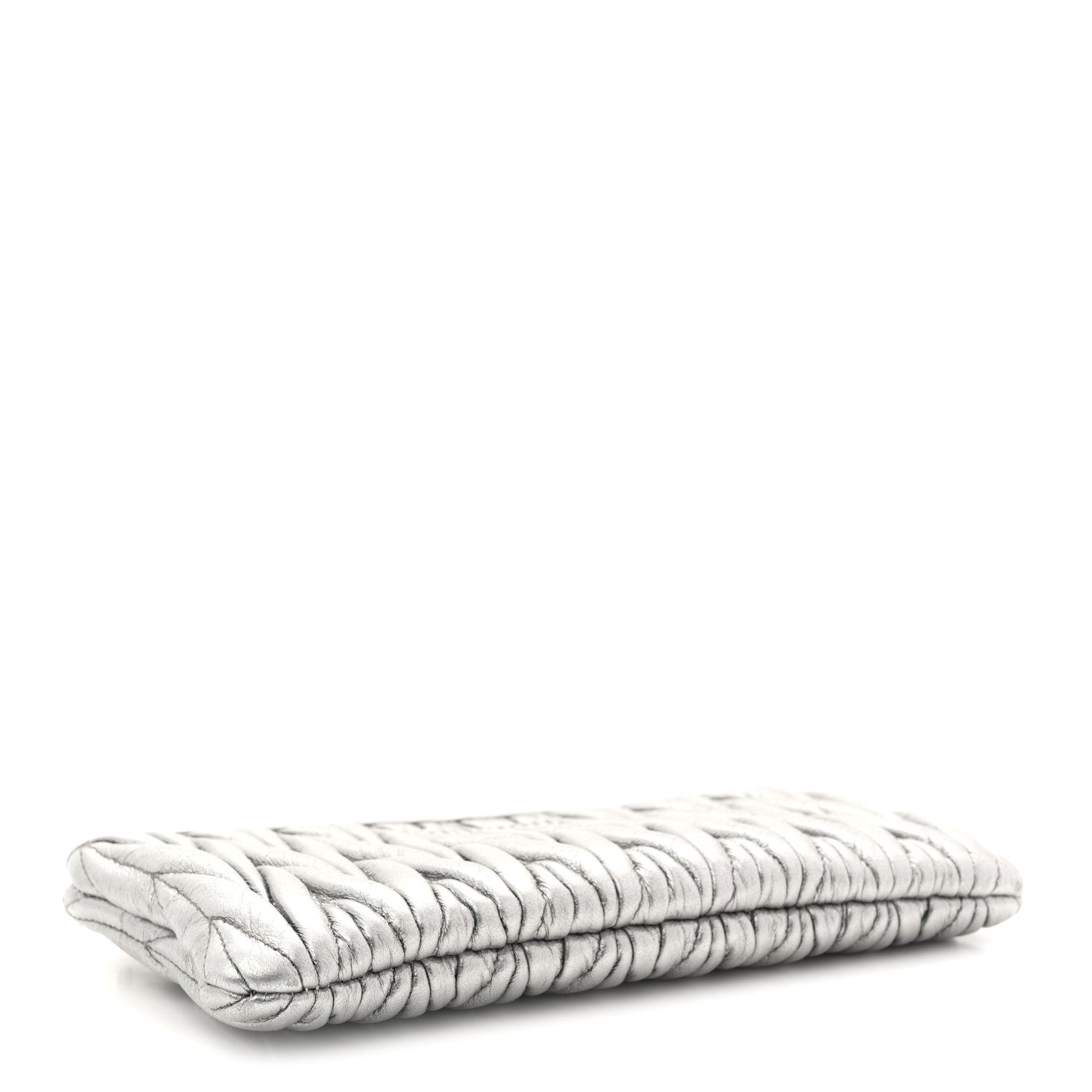 Miu Miu Metallic Nappa Matelasse Quilted Zip Wallet Silver 8 of 14