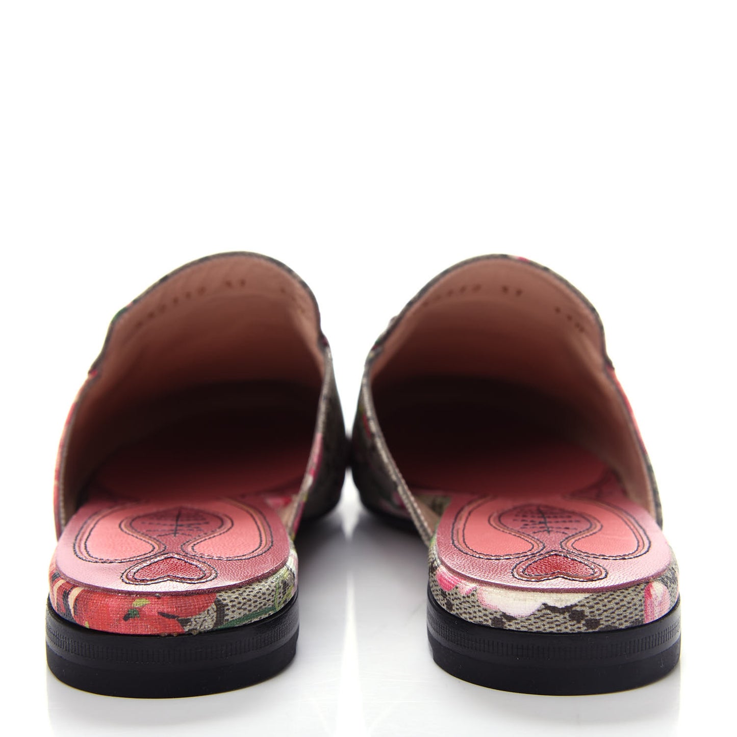 GG Supreme Monogram Blooms Womens Princetown Slippers 37 Beige Multicolor Dry Rose
