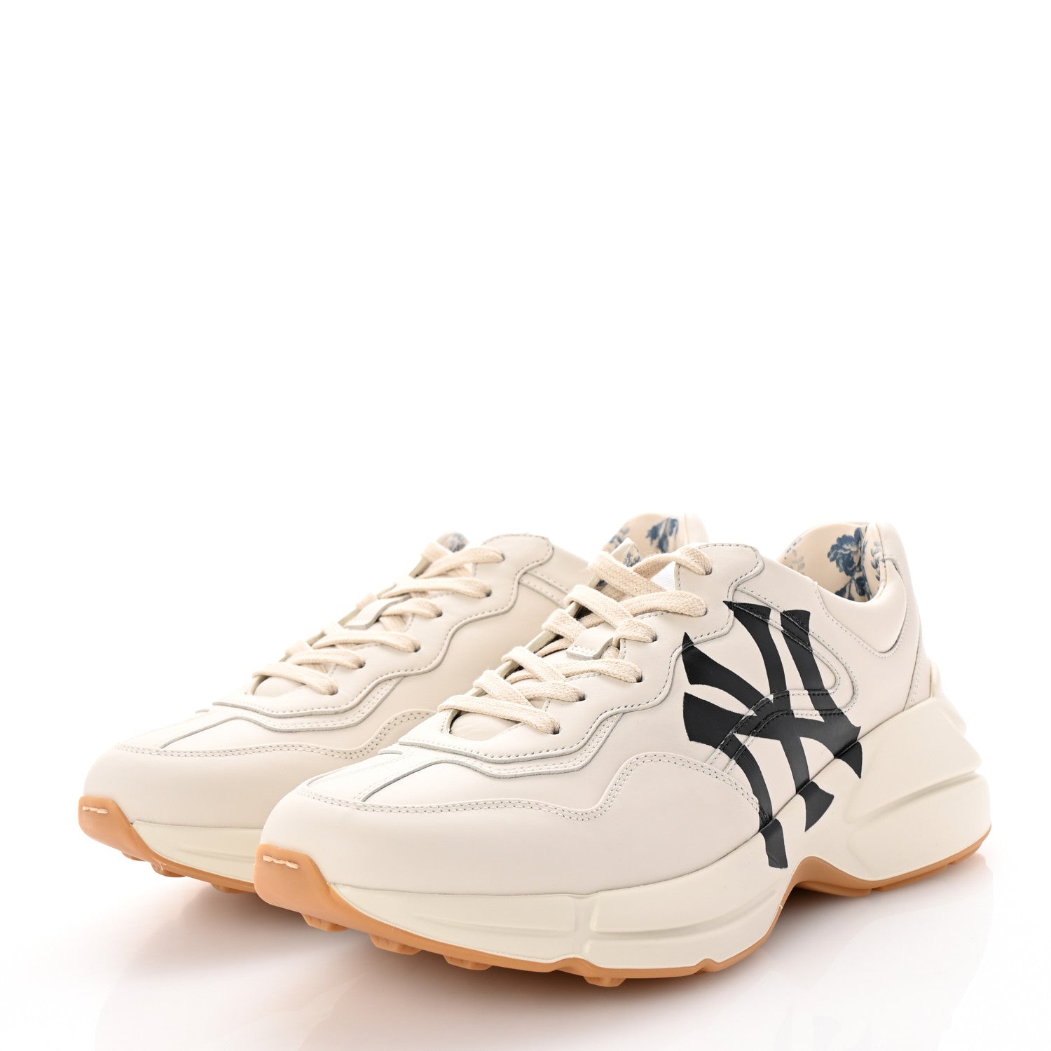 Gucci X MLB Calfskin NY Yankees Mens Rhyton Sneakers 7.5 Mystic White 4 of 9