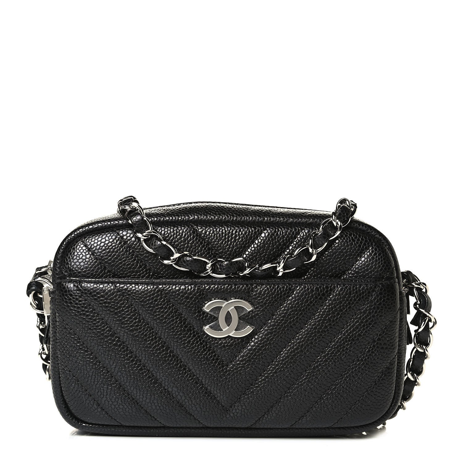 Chanel Caviar Chevron Quilted Camera Case Black 1 of 4