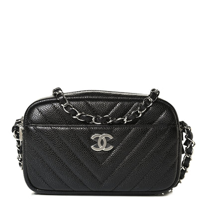 Chanel Caviar Chevron Quilted Camera Case Black 1 of 4