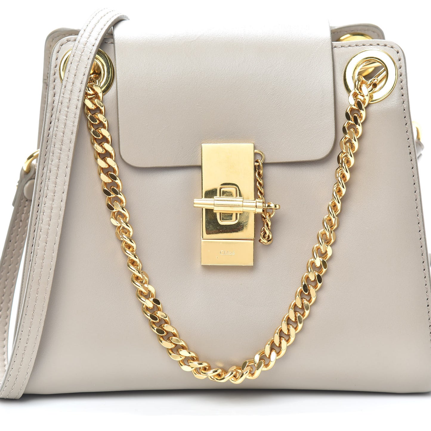 Shiny Calfskin Mini Annie Shoulder Bag Motty Grey