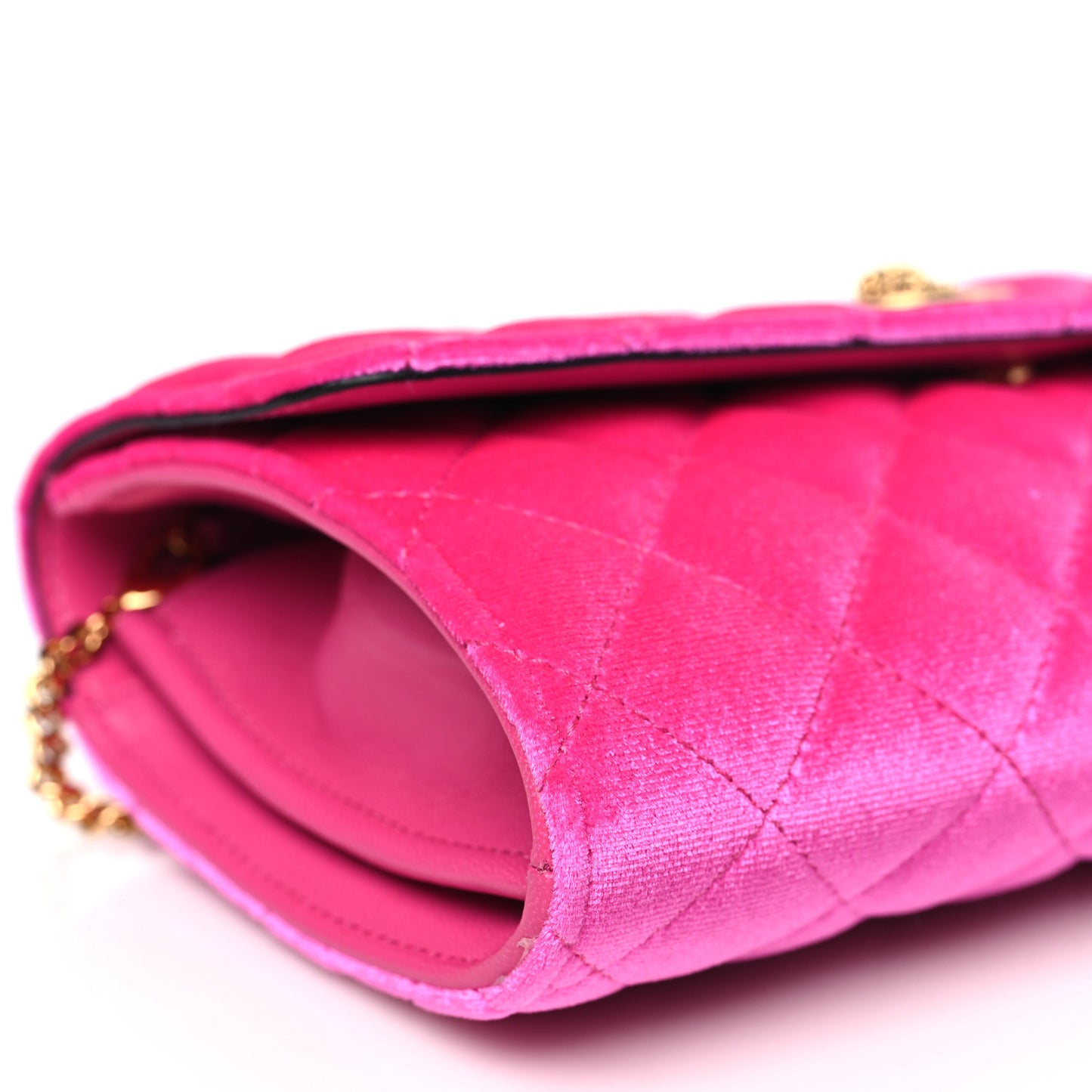 Velvet Quilted Medusa Wallet On Chain Pink