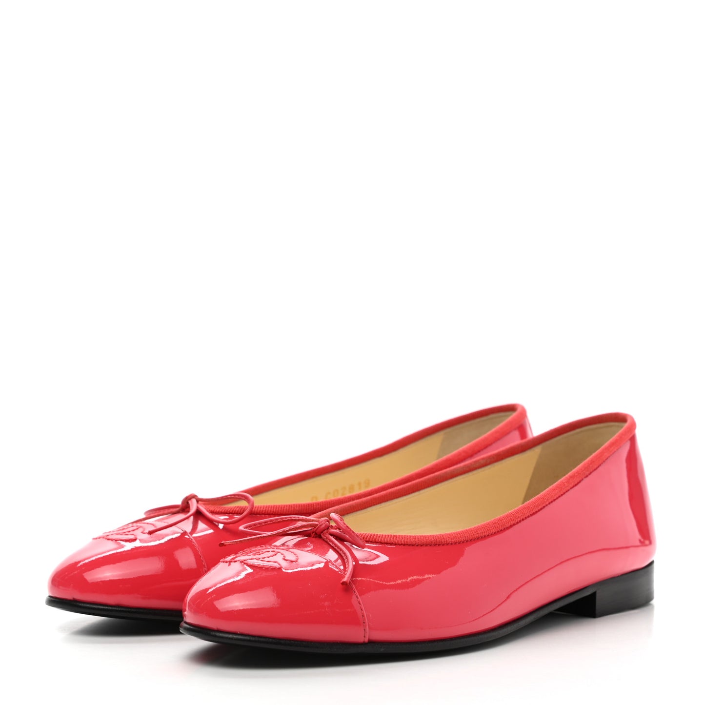 Patent Calfskin CC Cap Toe Ballerina Flats 37.5 Red