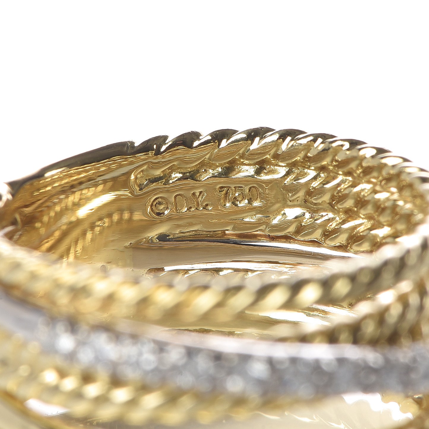 18K Yellow Gold Diamond 11mm Wide Crossover Ring 54 6.75
