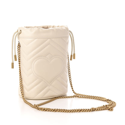 Gucci Calfskin Matelasse Mini GG Marmont 2.0 Bucket Bag White 3 of 10