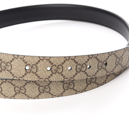 Gucci Selleria Calfskin GG Supreme Monogram Reversible 30mm Belt 95 38 Black Beige Ebony 5 of 6