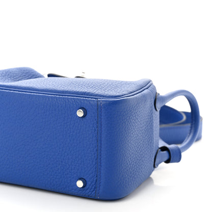 Hermes Taurillon Clemence Mini Lindy 20 Bleu Electrique 9 of 11