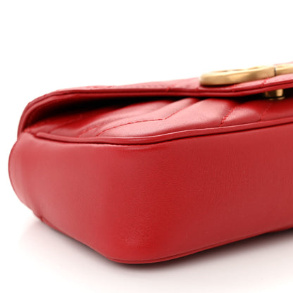 Gucci Calfskin Matelasse Super Mini GG Marmont Shoulder Bag Hibiscus Red 9 of 11
