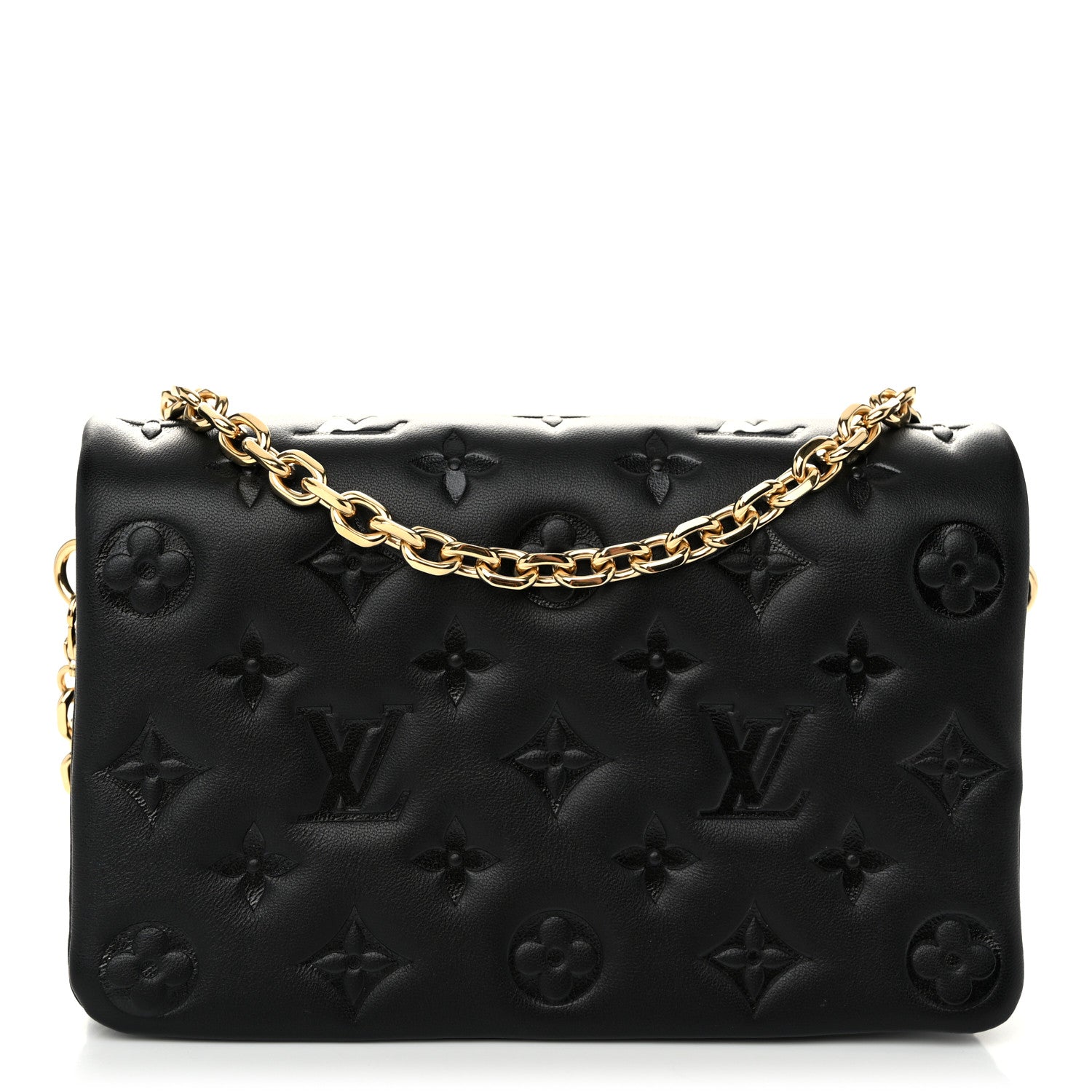 Louis Vuitton Lambskin Embossed Monogram Pochette Coussin Black 1 of 10