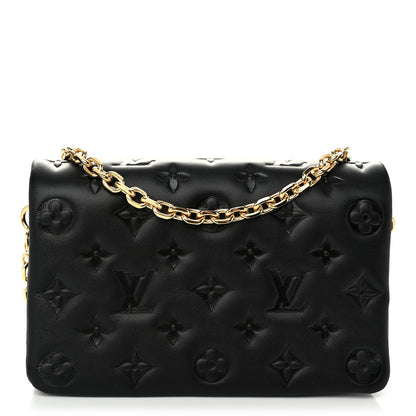 Louis Vuitton Lambskin Embossed Monogram Pochette Coussin Black 1 of 10