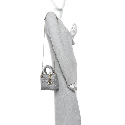 Christian Dior Lambskin Cannage Mini Lady Dior Gray Opaline Gray Opaline 2 of 10