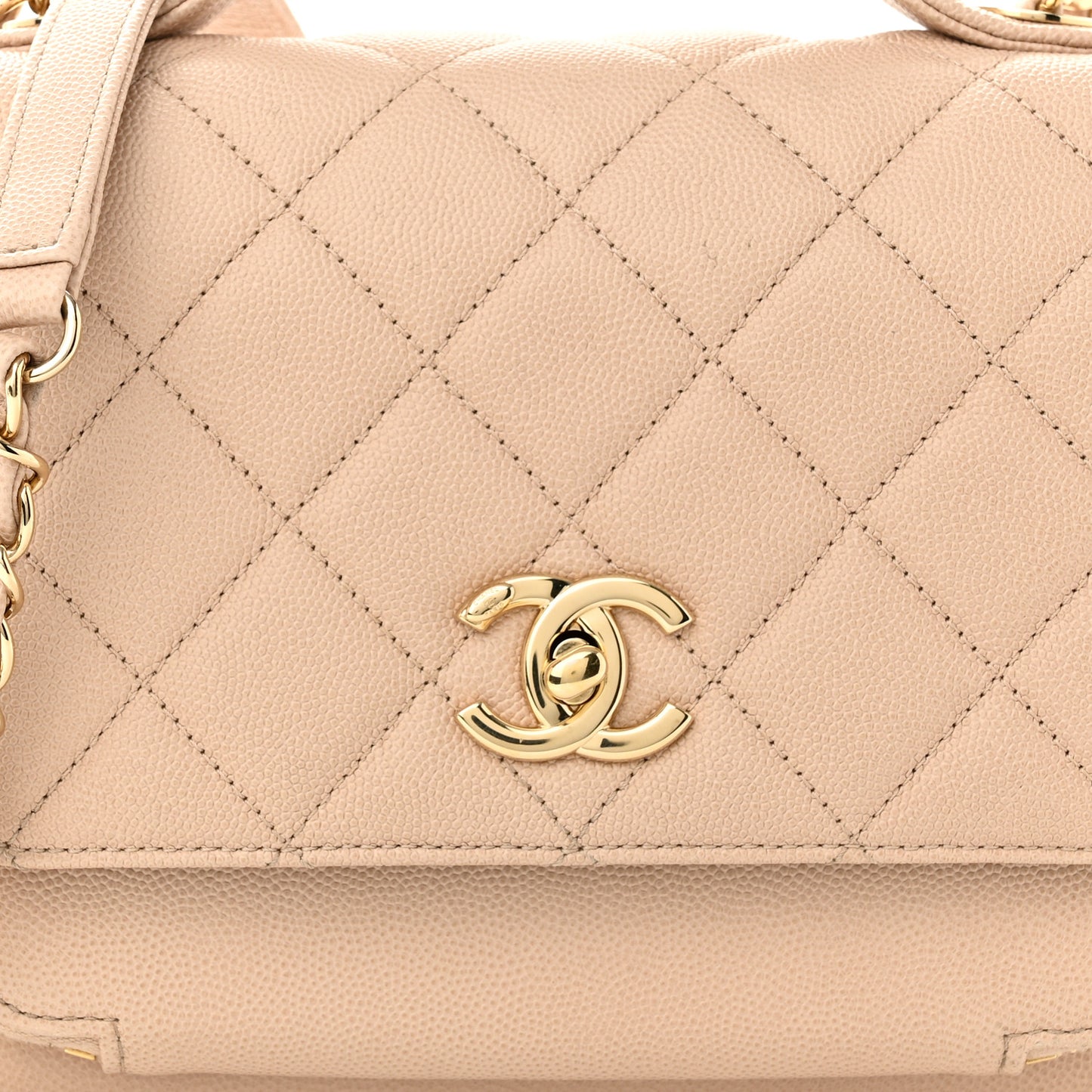 Caviar Quilted Medium Business Affinity Flap Beige