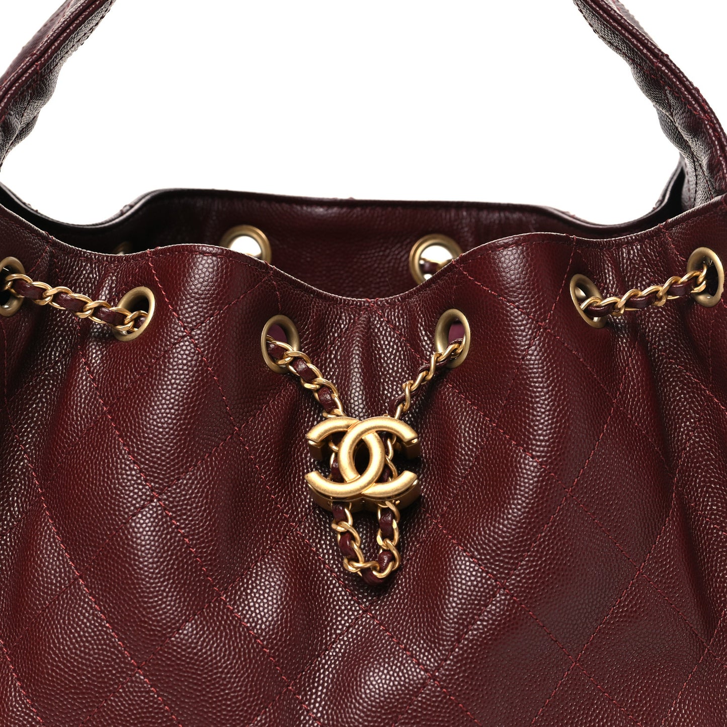 Caviar Quilted Small Chanel 25 Handbag Burgundy