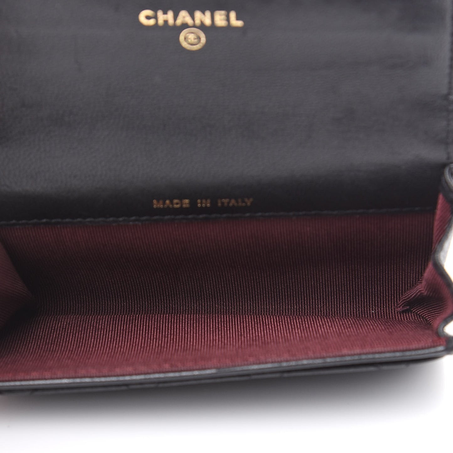 Lambskin Quilted Flap Card Holder Black