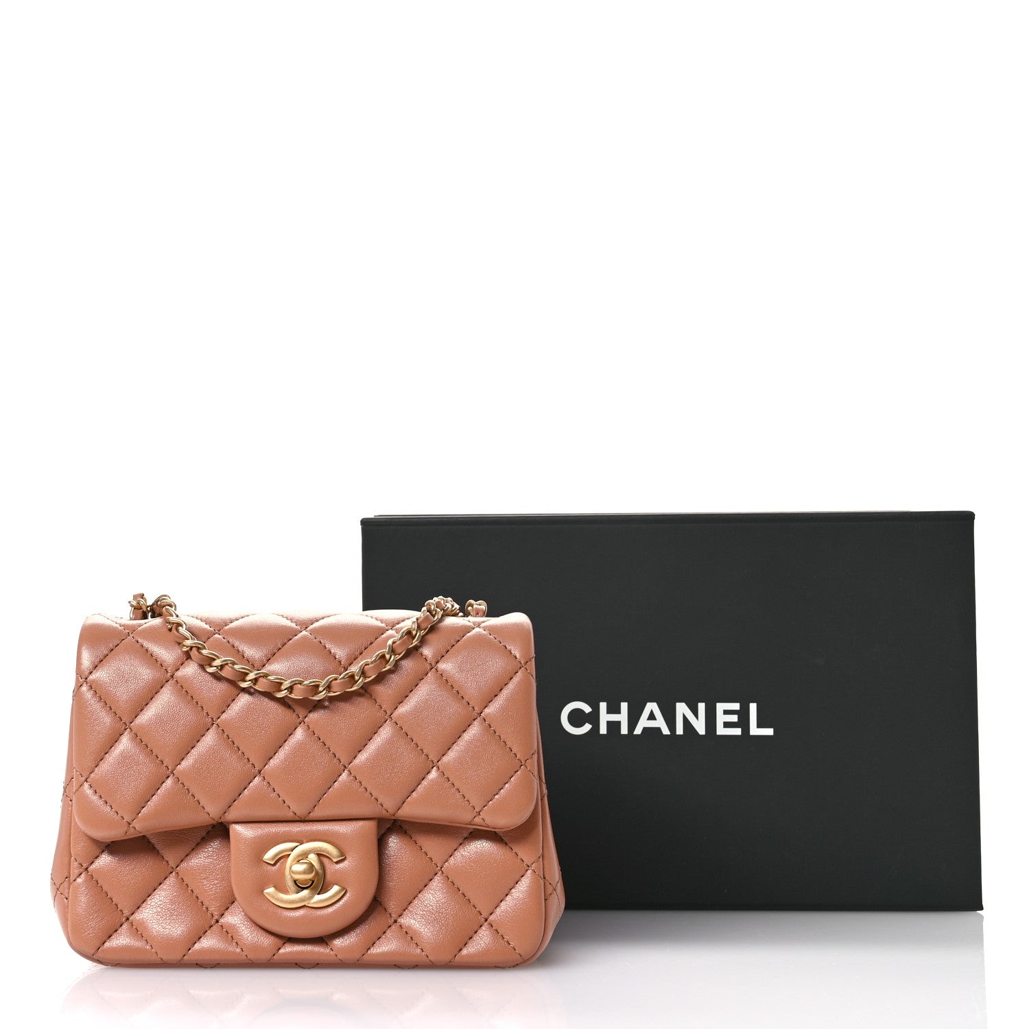 CHANELレディース Chanel Lambskin Quilted Mini Pearl Crush Flap Brown 1649329