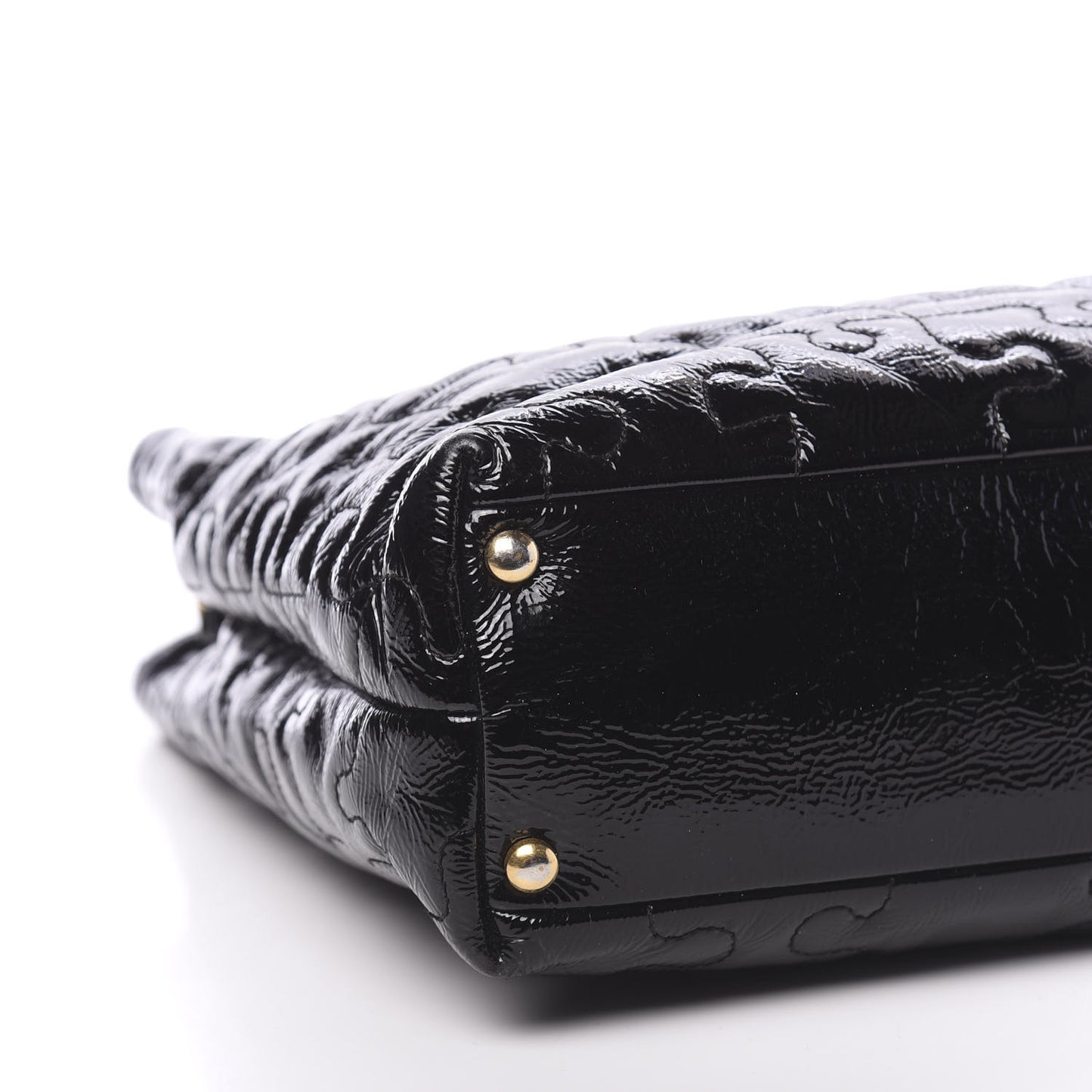 Crackled Patent Puzzle Tote Black