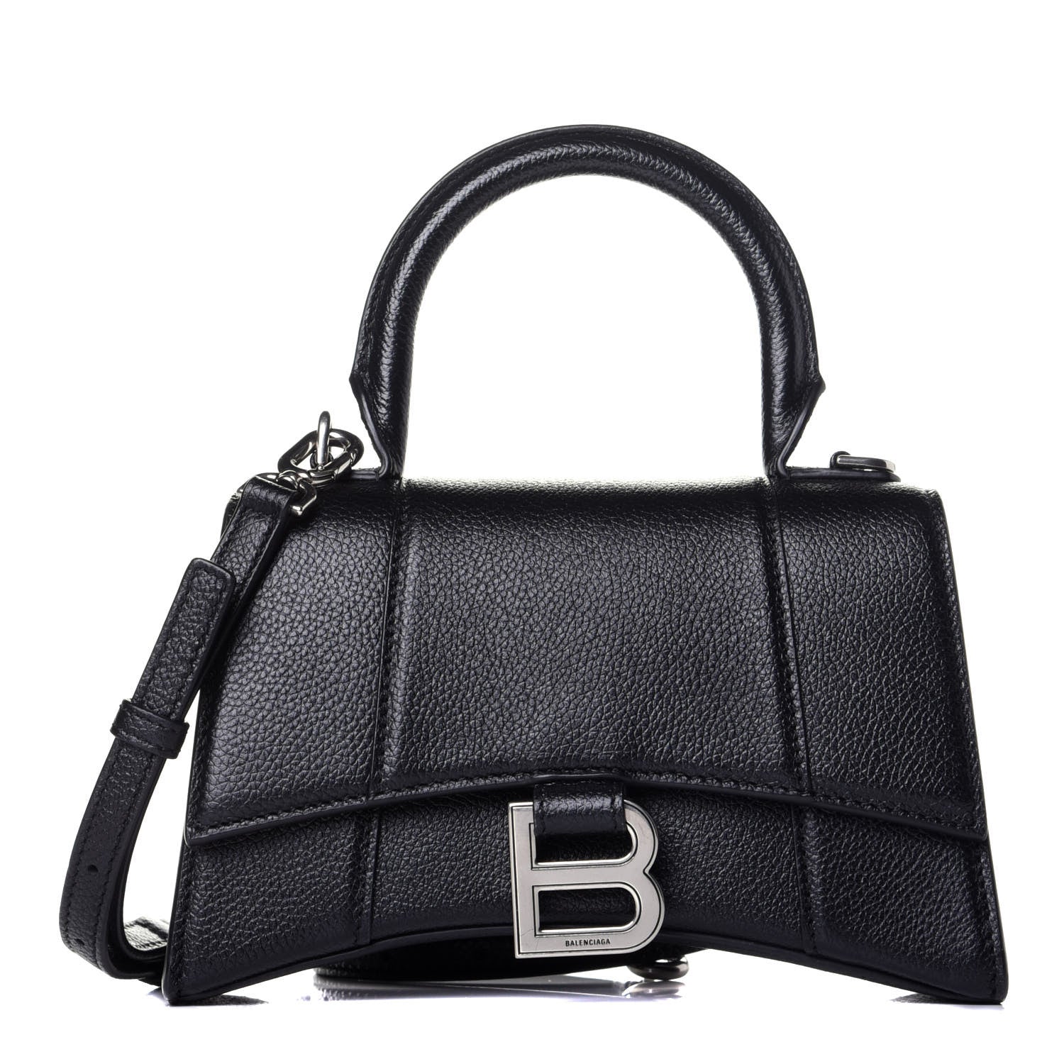 Balenciaga Grained Calfskin Hourglass Top Handle Bag XS Black 1 of 10