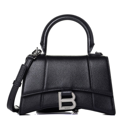 Balenciaga Grained Calfskin Hourglass Top Handle Bag XS Black 1 of 10