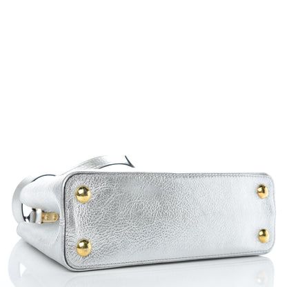 Louis Vuitton Metallic Taurillon Capucines BB Silver 4 of 11