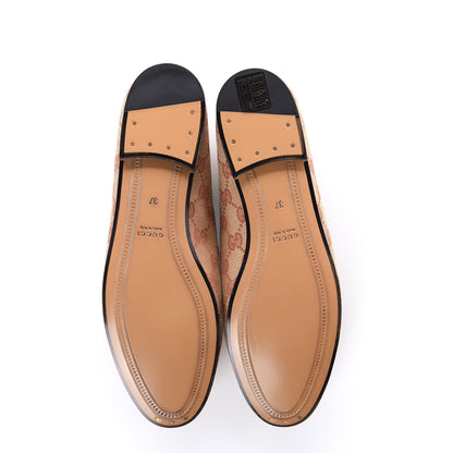 Gucci Canvas GG Monogram Horsebit Womens Jordaan Loafers 37 Beige Ruggine Rust 5 of 9