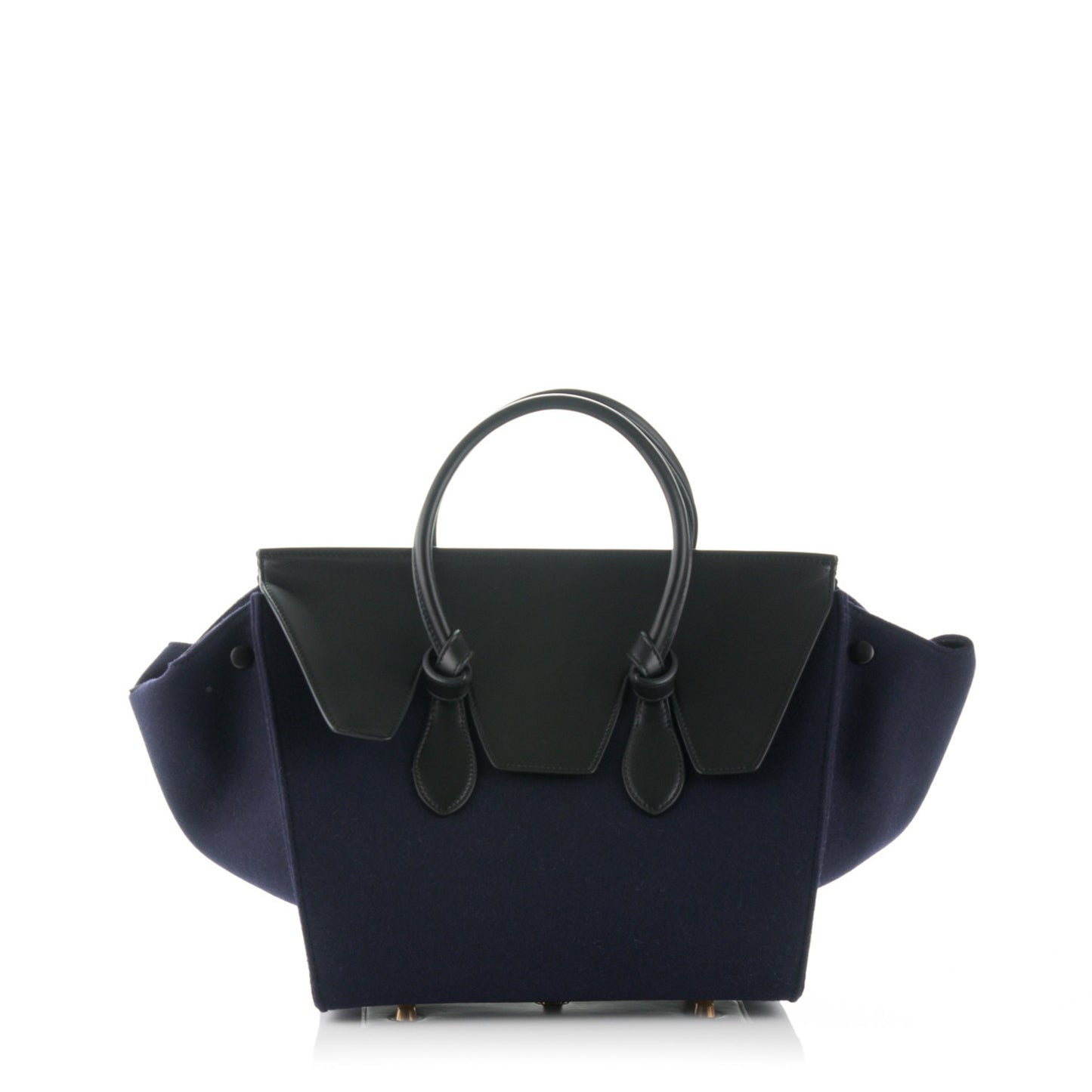 Felt Calfskin Small Tie Knot Tote Navy