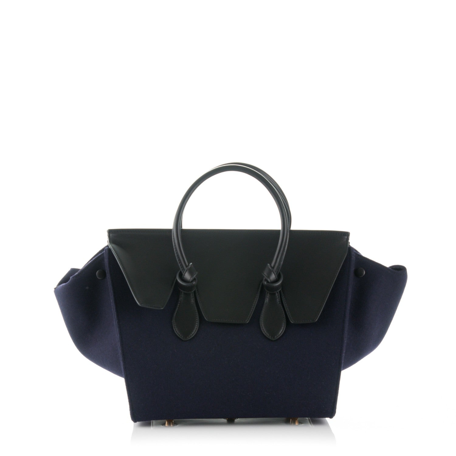 Celine Felt Calfskin Small Tie Knot Tote Navy 1 of 7