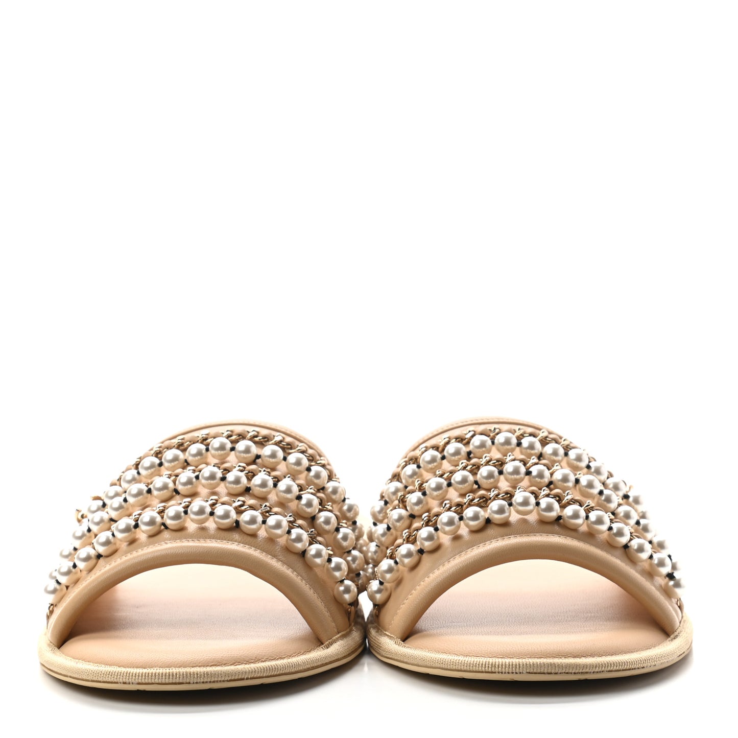 Pearl Chain Slipper XL Beige