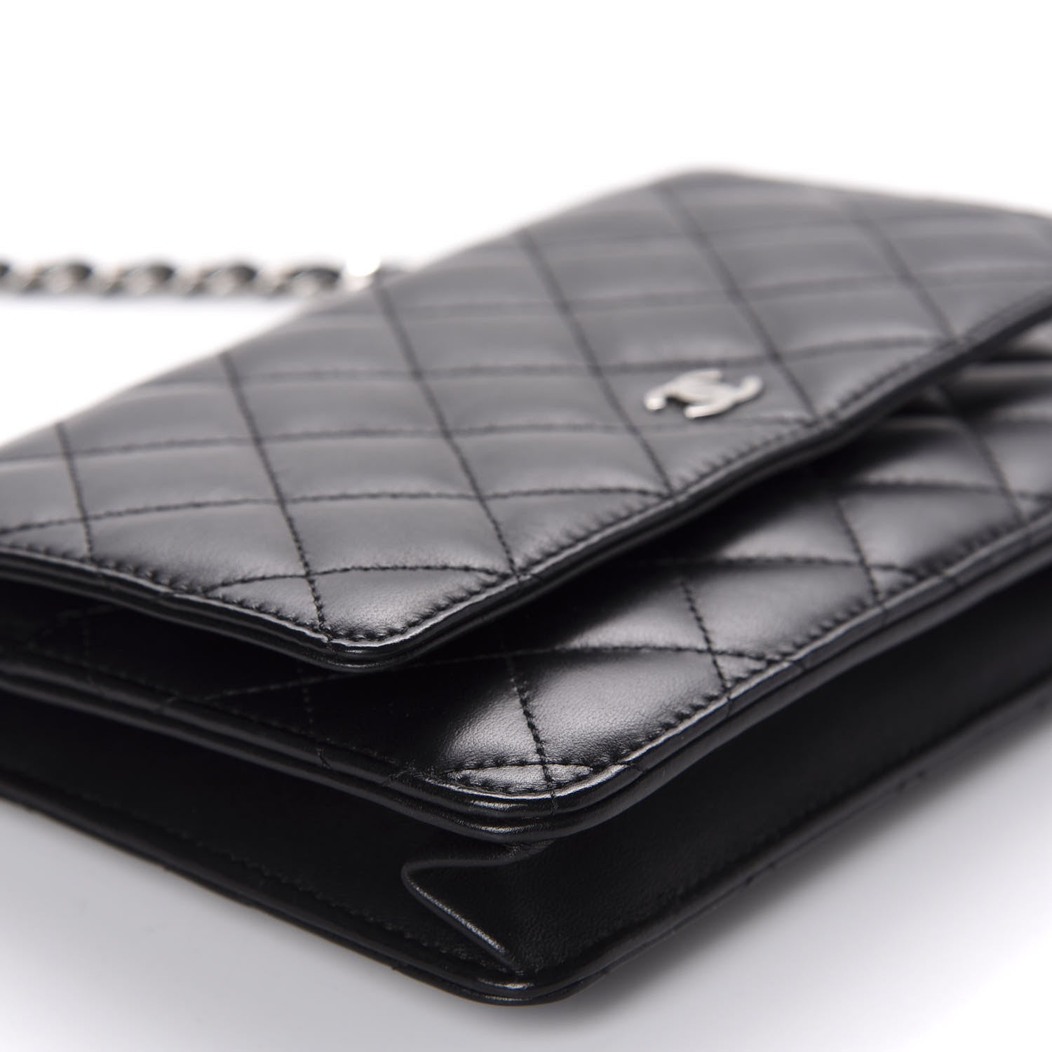 Chanel Lambskin Quilted Wallet On Chain WOC Black 6 of 12