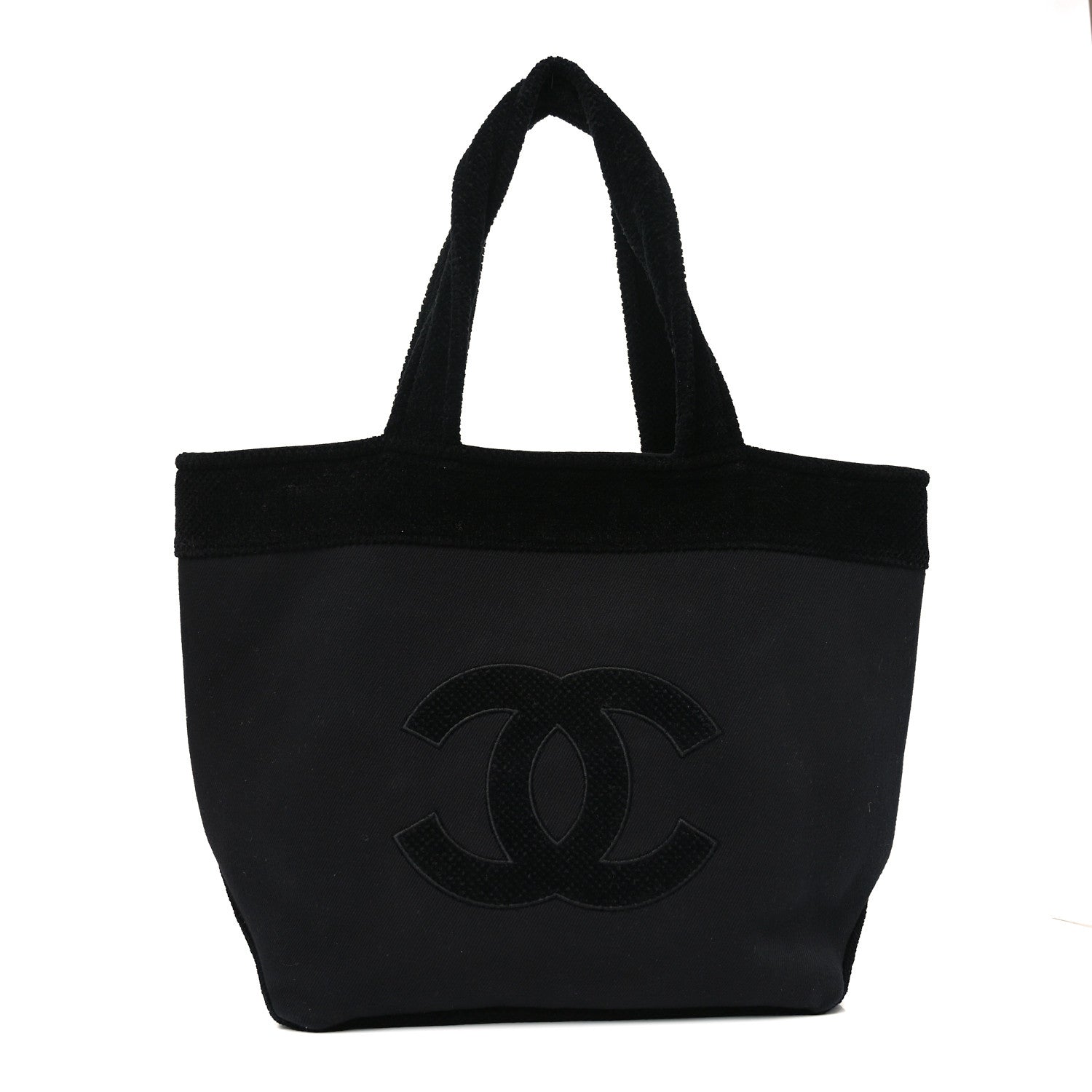 Chanel Cotton CC Beach Tote Black 1 of 9