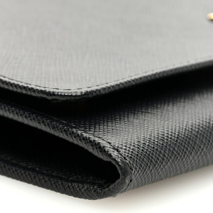 Prada Saffiano Metal Oro Chain Wallet Black 8 of 9