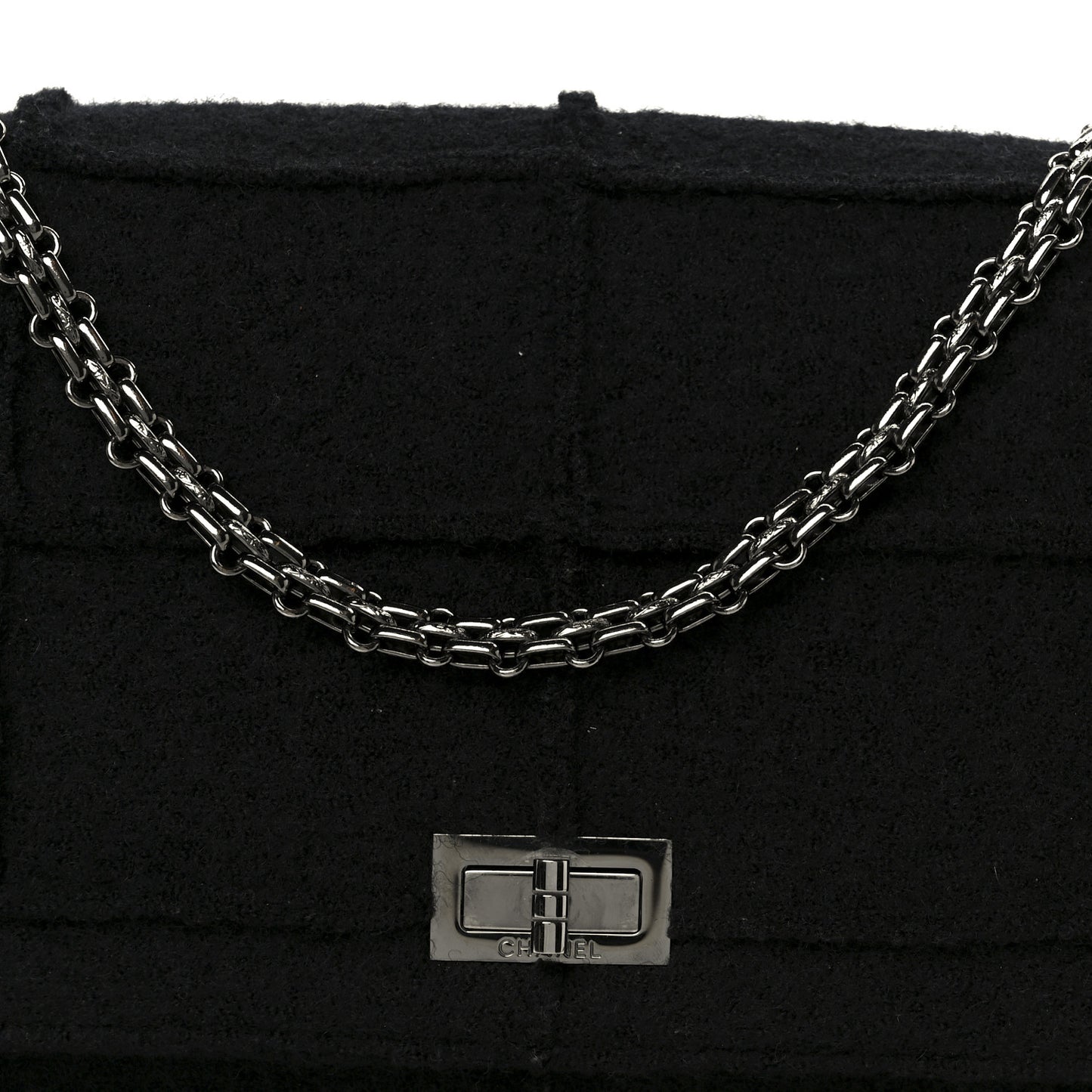 Wool Jumbo Chocolate Bar Mademoiselle Flap Black