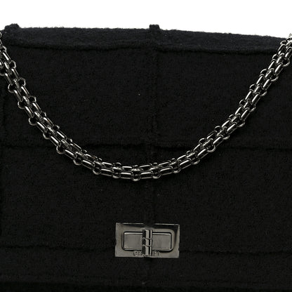 Chanel Wool Jumbo Chocolate Bar Mademoiselle Flap Black 10 of 12