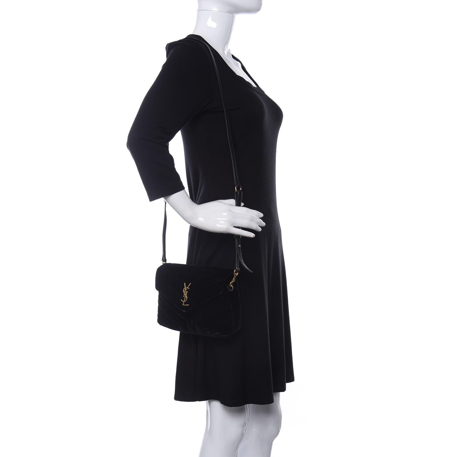 Saint Laurent Velvet Y Quilted Monogram Toy Loulou Chain Satchel French Black 2 of 10