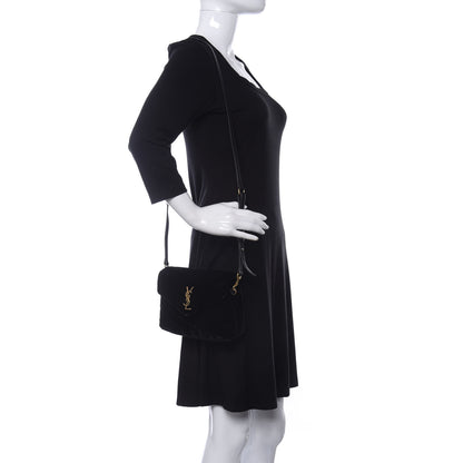 Saint Laurent Velvet Y Quilted Monogram Toy Loulou Chain Satchel French Black 2 of 10