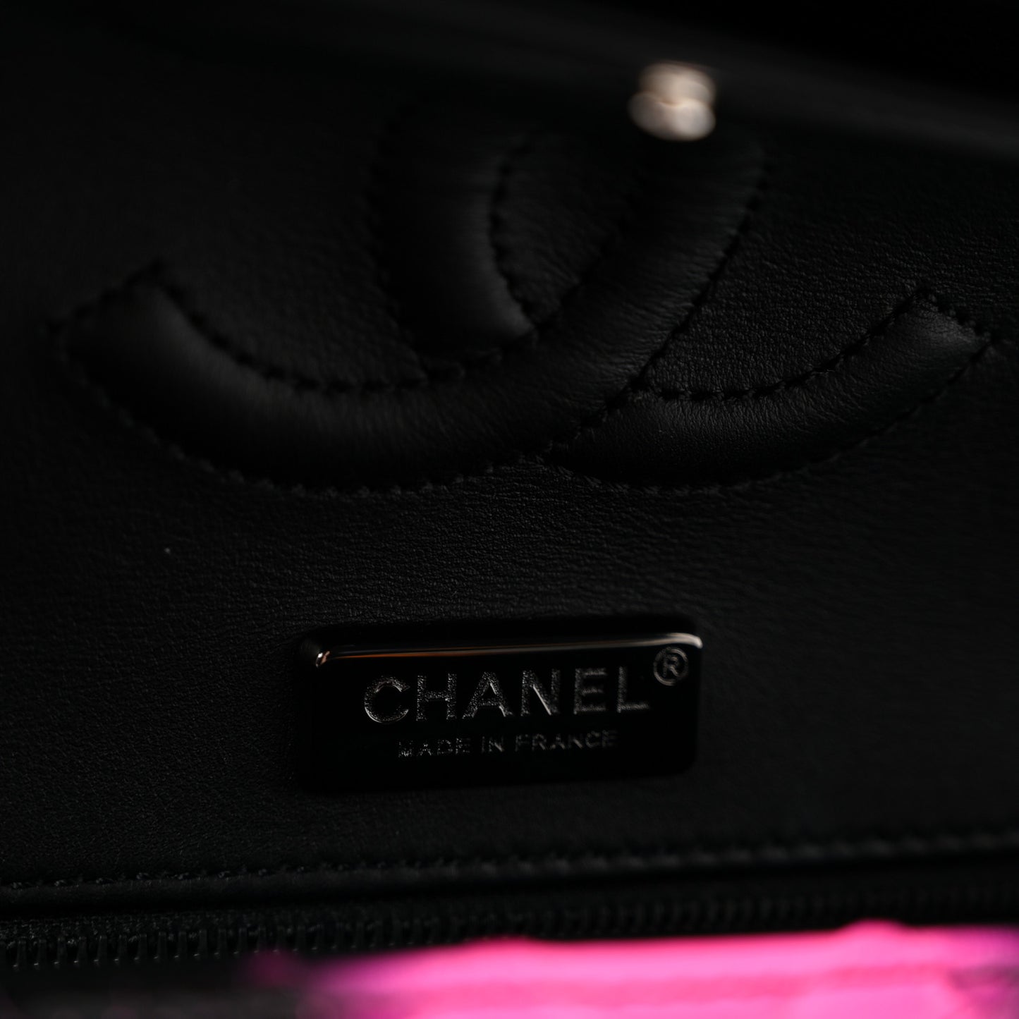 Snakeskin Medium Double Flap Black Pink