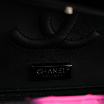 Chanel Snakeskin Medium Double Flap Black Pink 6 of 15