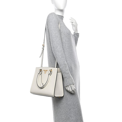 Prada Saffiano Soft Calfskin Zippered Tote  White 2 of 11
