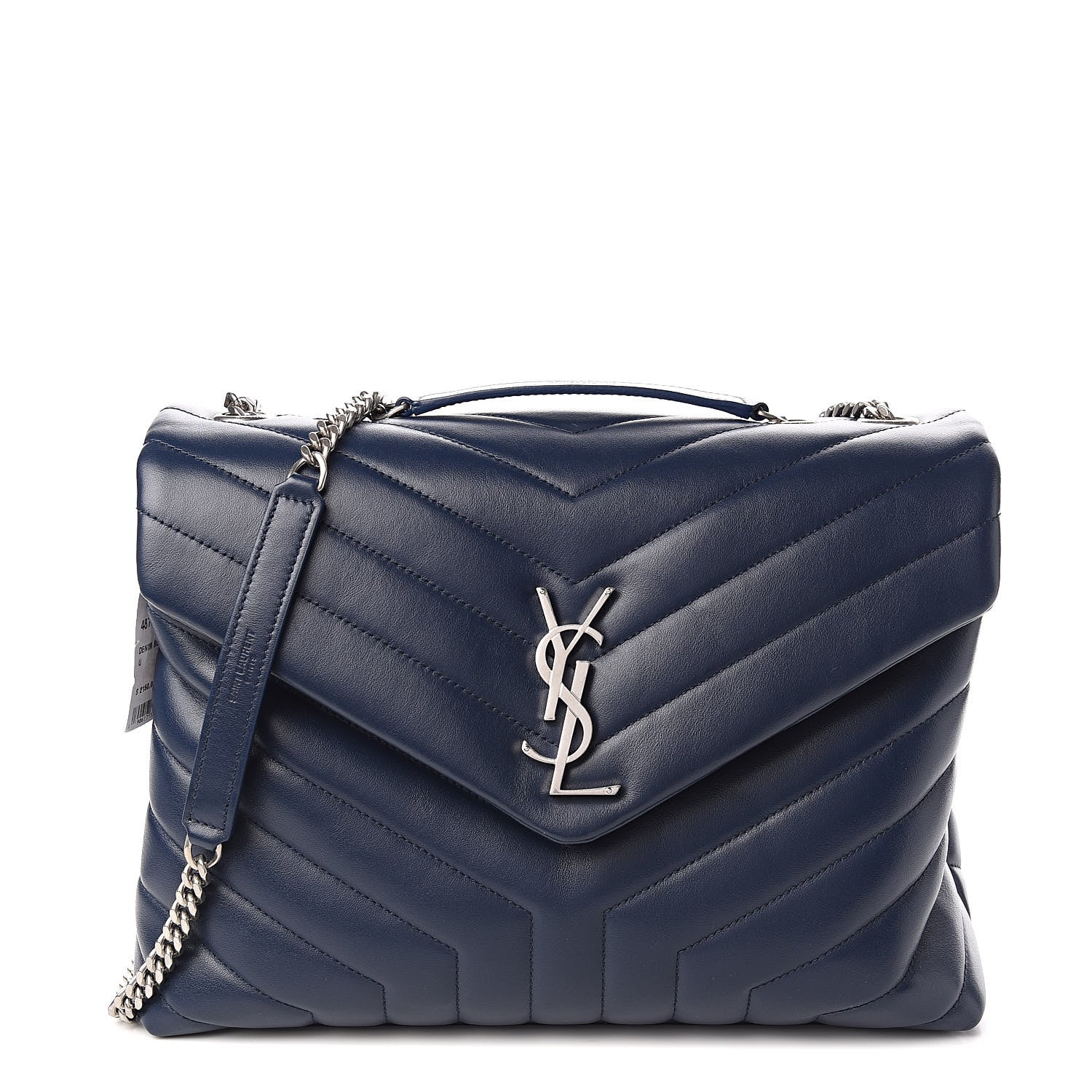 Saint Laurent Calfskin Y Quilted Monogram Medium Loulou Chain Satchel Denim Blue 1 of 10