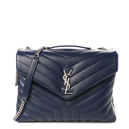 Saint Laurent Calfskin Y Quilted Monogram Medium Loulou Chain Satchel Denim Blue 1 of 10
