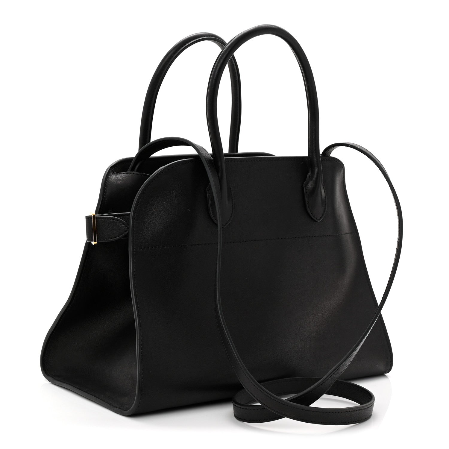 The Row Polished Saddle Calfskin Soft Margaux 12 Black 3 of 9