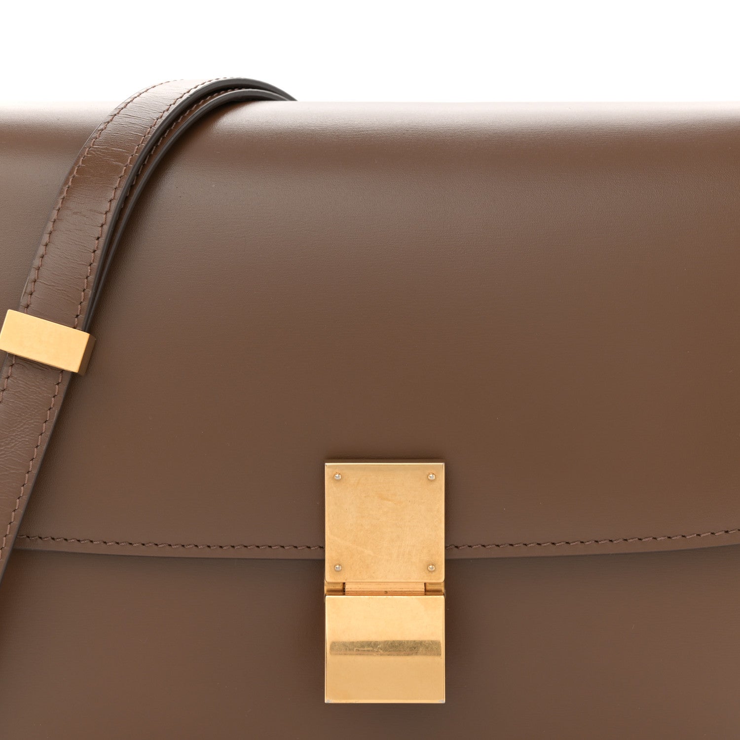 Celine Box Calfskin Medium Classic Box Flap Bag Taupe 1739396